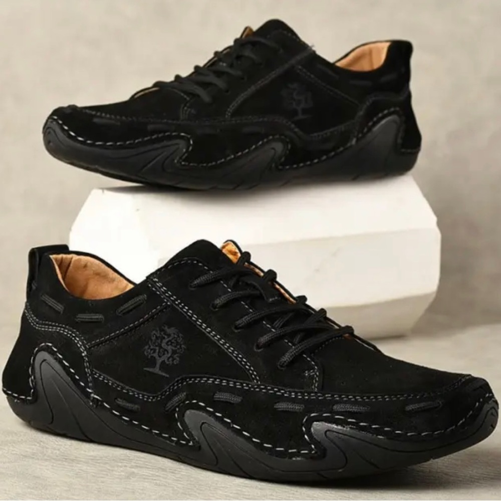 Men's Black Leather Shoes Soft Casual Sports Shoes Classy Size 14 Gift
